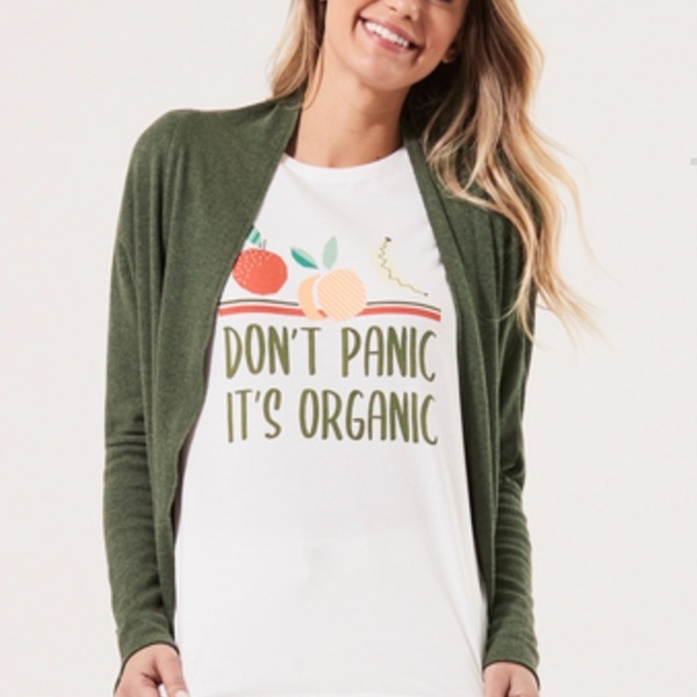Pact / White Graphic T-Shirt - Don’t Panic it’s Organic
